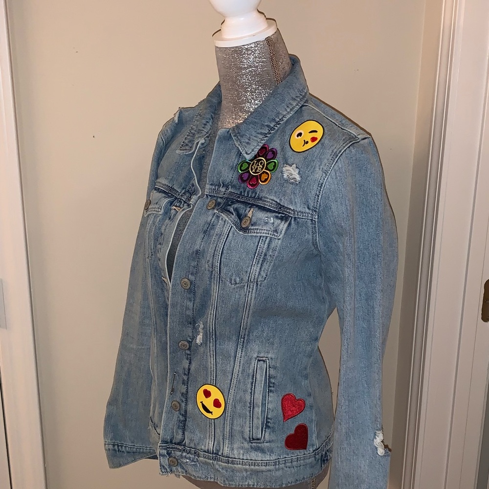 Patched denim jean jacket